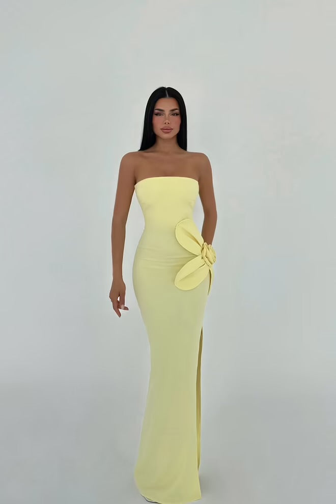 FLORA DRESS - BUTTERCREAM/WHITE