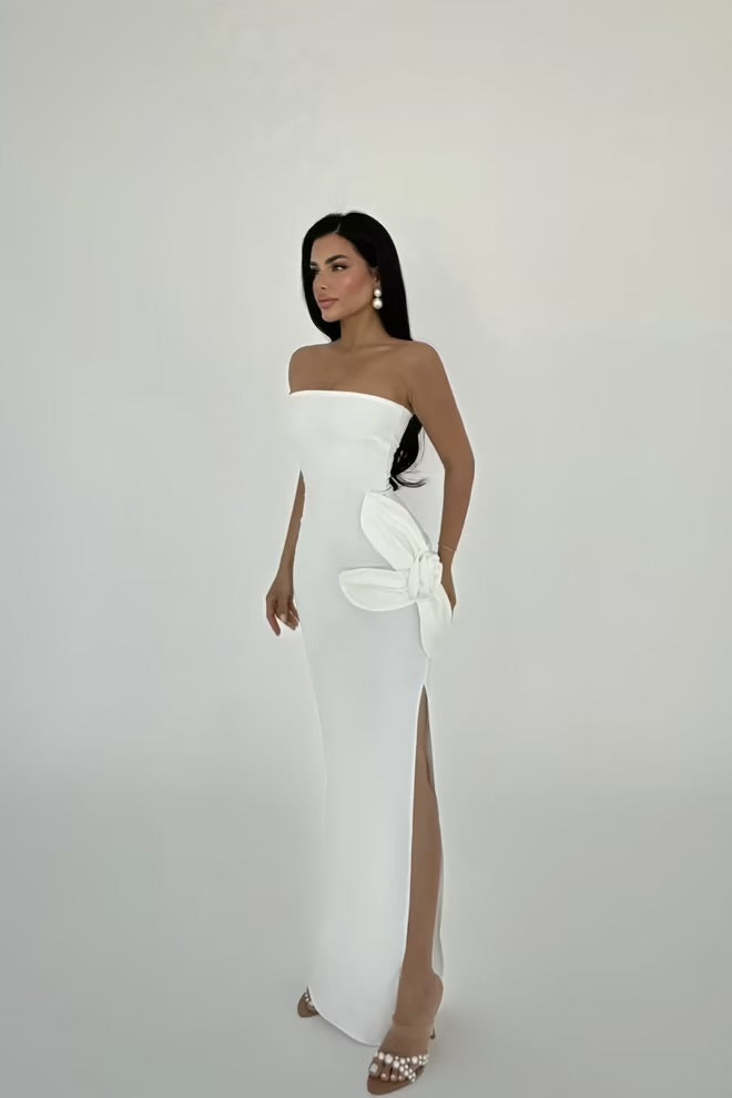FLORA DRESS - BUTTERCREAM/WHITE