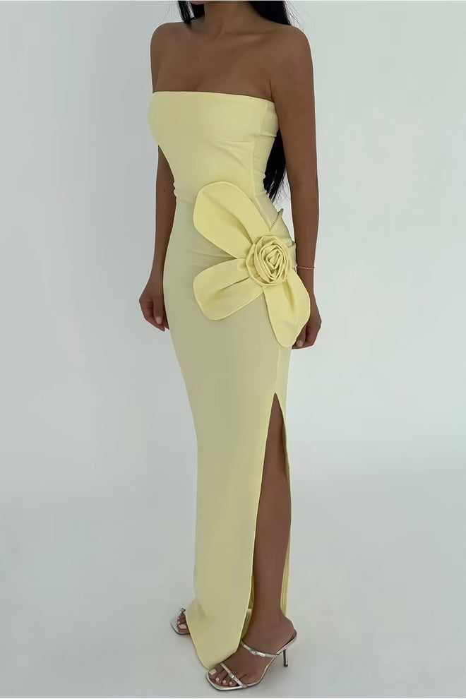 FLORA DRESS - BUTTERCREAM/WHITE