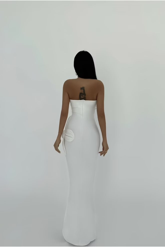FLORA DRESS - BUTTERCREAM/WHITE