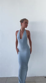 Load and play video in Gallery viewer, ANASTASIA DRESS - BABY BLUE SHIMMER
